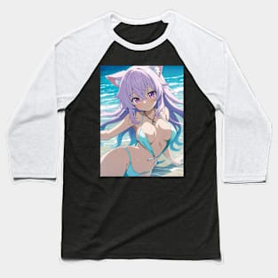 Anime Girl Beach Day Baseball T-Shirt